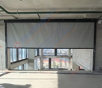 Штора рулонная автоматическая FireTechnics EI 180. Короб standart, направляющие и отсекающая шина premium